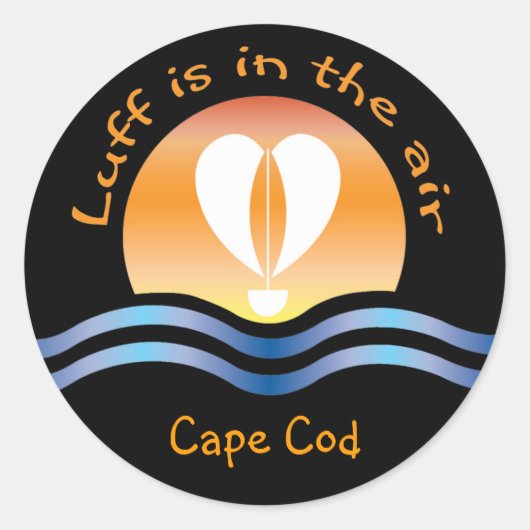 Luffers Sunset_Luff is in de lucht Cape Cod Ronde Sticker (Voorkant)