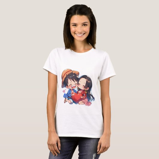 Luffy & Boa Hancock Dames T-Shirt (Voorkant volledig)