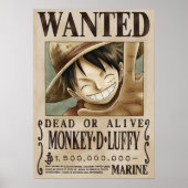LUFFY One Piece Gezocht Poster (Voorkant)