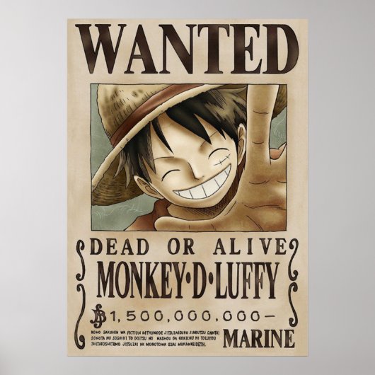 LUFFY One Piece Gezocht Poster (Voorkant)