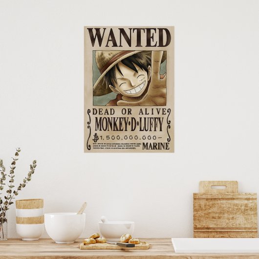 LUFFY One Piece Gezocht Poster (Keuken)