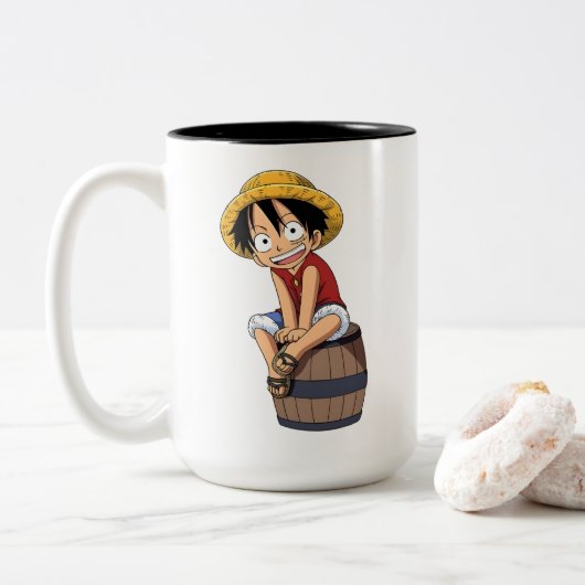 Luffy One Piece Mug Tweekleurige Koffiemok (Met donut)