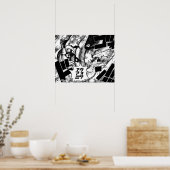 Luffy Punches Celestial Dragon One Piece Poster (Keuken)