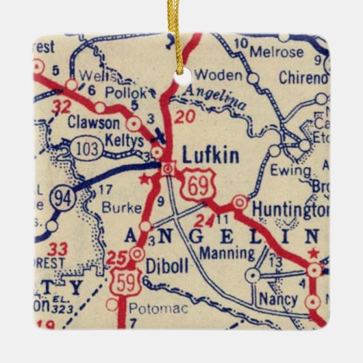 Lufkin TX kaart Keramisch Ornament (Voorkant)