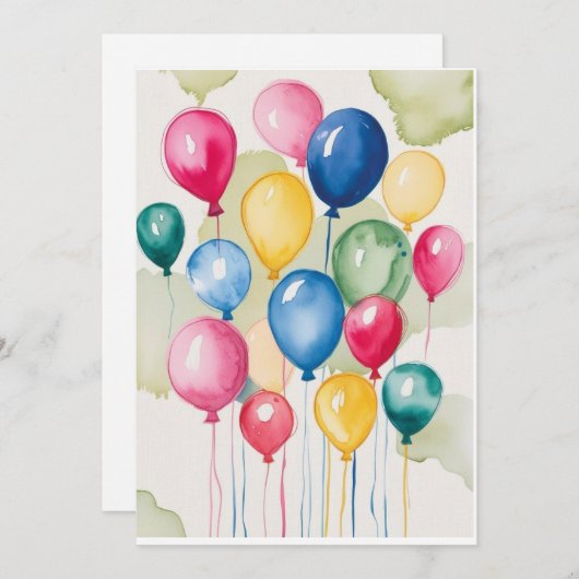 Luftballon Karten Feestdagenkaart (Voorkant / Achterkant)