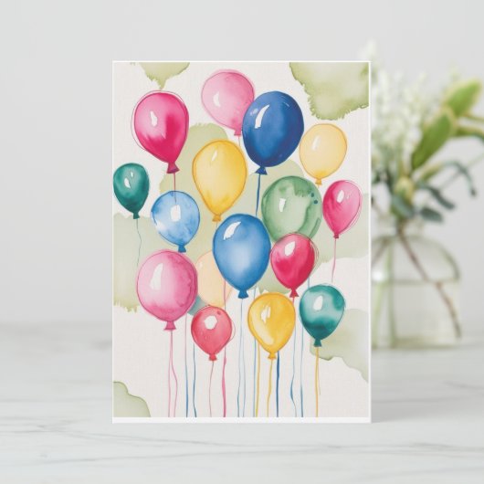 Luftballon Karten Feestdagenkaart (Staand voorkant)