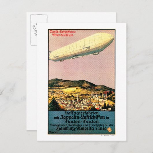 Luftschiff Zeppelin Luchthaven over het Poster van Briefkaart (Voorkant / Achterkant)