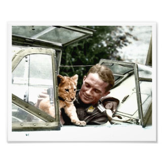 Luftwaffe Ace Franz von Werra en Simba Foto Afdruk