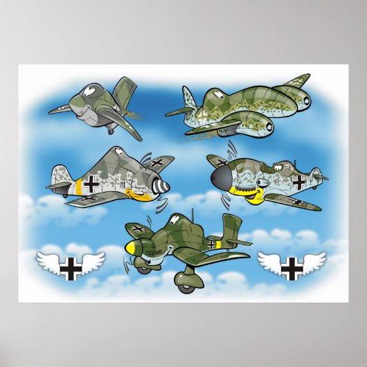 luftwaffe beroemde ww2 - strijders poster (Voorkant)