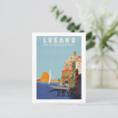  Lugano Italian Resort Zwitserland Feestdagenkaart (Staand voorkant)