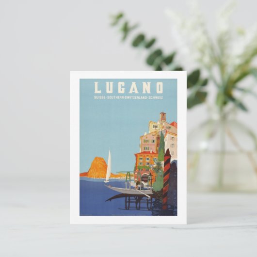  Lugano Italian Resort Zwitserland Feestdagenkaart (Staand voorkant)