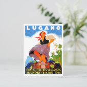 Lugano, Italië, meisje maakt wijn,  Briefkaart (Staand voorkant)