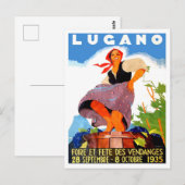 Lugano, Italië, meisje maakt wijn,  Briefkaart (Voorkant / Achterkant)
