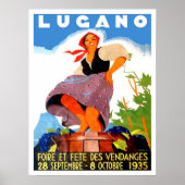 Lugano, Italië, meisje maakt wijn,  Poster (Voorkant)