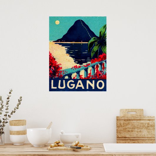 Lugano-meer, Zwitserland, uitzicht van het hotel t Poster (Keuken)