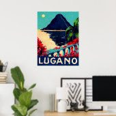 Lugano-meer, Zwitserland, uitzicht van het hotel t Poster (Thuiskantoor)