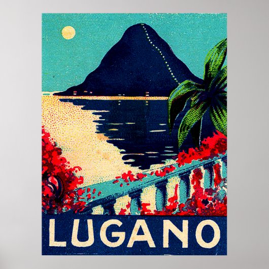 Lugano-meer, Zwitserland, uitzicht van het hotel t Poster (Voorkant)