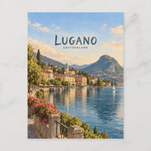 Lugano Schilderachtige Reis Kunst Briefkaart