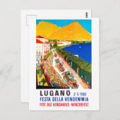 Lugano, uitzicht. Mensen op het wijnfestival Briefkaart (Voorkant / Achterkant)