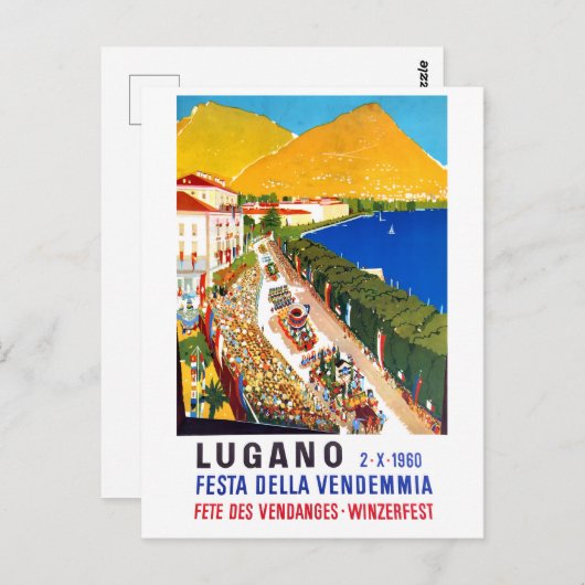 Lugano, uitzicht. Mensen op het wijnfestival Briefkaart (Voorkant / Achterkant)