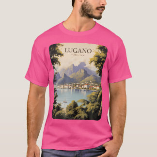 Lugano Vintage Zwitserland T-shirt Alpen Wandelen