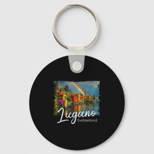 Lugano Vintage Zwitserland T-shirt Alpen Wandelmee Sleutelhanger