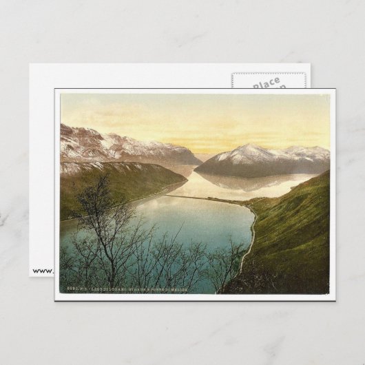 Lugano, weg en brug naar Melide, Tessin, Switch Briefkaart (Voorkant / Achterkant)