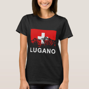 Lugano Zwitserland Zwitserse vlag Ski T-shirt