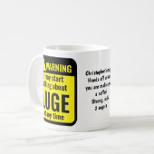 Luge grappige gepersonaliseerde waarschuwing koffiemok (Voorkant links)
