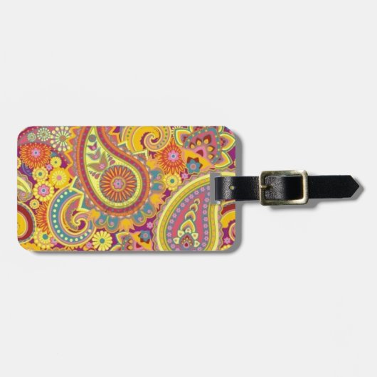 luggage label with paisley design bagagelabel (Voorkant horizontaal)