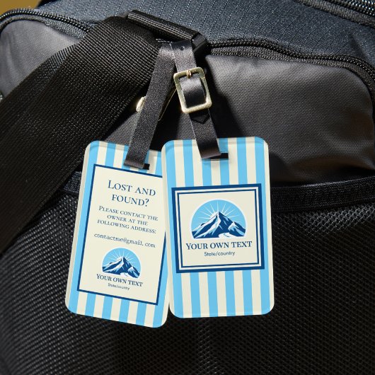 Luggage Tag stripes Mountain ski name Bagagelabel