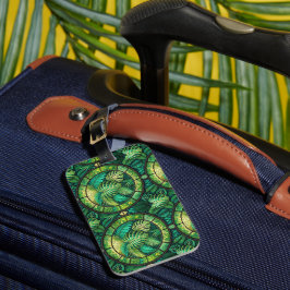 Luggage tag with a tropical leaf pattern bagagelabel