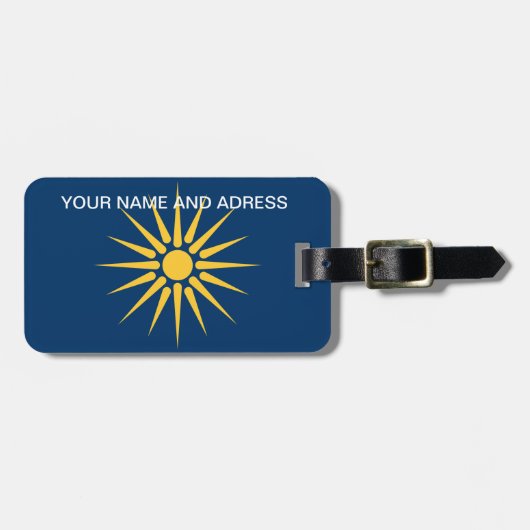 Luggage Tag with Flag of Macedonia, Greece Bagagelabel (Voorkant horizontaal)