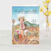 Lughnasadh Boerderij Harvest Holiday Kaart (Gele Bloem)