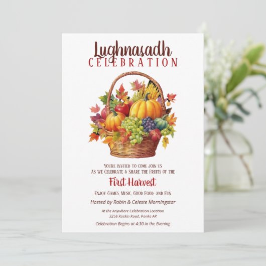 Lughnasadh Herfst Party Oogstmand Kaart (Staand voorkant)