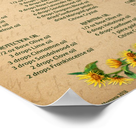 LUGHNASADH MAGICK OILS Recipipes Poster (Hoek)