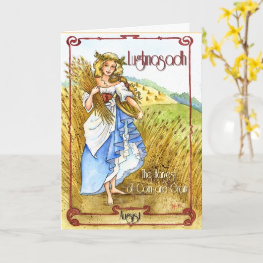 Lughnasadh-Wenskaart Kaart (Gele Bloem)