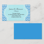 Luglijk, elegant, modern blauw chevron visitekaartje (Voorkant / Achterkant)