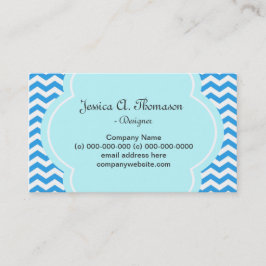 Luglijk, elegant, modern blauw chevron visitekaartje