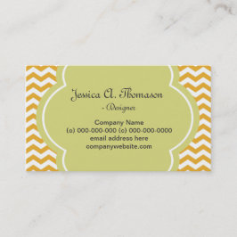 Luglijk, elegant, modern geel chevron visitekaartje