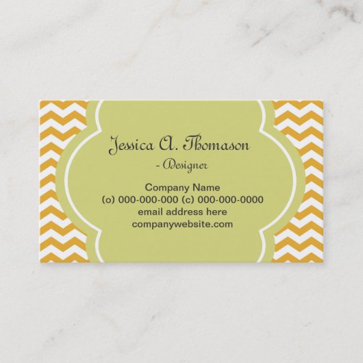 Luglijk, elegant, modern geel chevron visitekaartje (Voorkant)