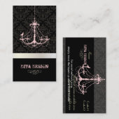 Luhandelier + Barokdemaser / parel + roze Visitekaartje (Voorkant / Achterkant)