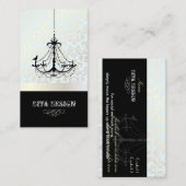 Luhandelier + Barokdemask/pearl + blauw Visitekaartje (Voorkant / Achterkant)