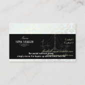 Luhandelier + Barokdemask/pearl + blauw Visitekaartje (Achterkant)