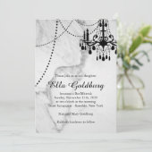 Luhandelier Bat Mitzvah Uitnodiging marmer (Staand voorkant)