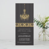 Luhandelier Cocktail Party Invite (zwart/goud) Kaart (Staand voorkant)