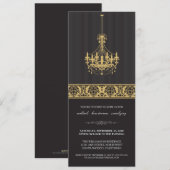 Luhandelier Cocktail Party Invite (zwart/goud) Kaart (Voorkant / Achterkant)
