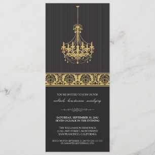 Luhandelier Cocktail Party Invite (zwart/goud) Kaart