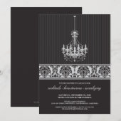 Luhandelier Cocktail Party Invite (zwart/zilver) Kaart (Voorkant / Achterkant)