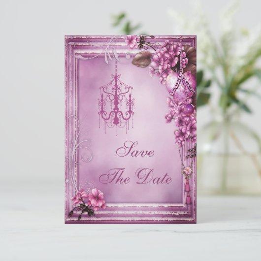 Luhandelier en bloemen Baby shower Opslaan Datum Save The Date (Staand voorkant)